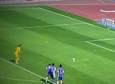 The keeper gave the penalty spot a makeover.