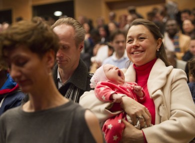 New Irish Citizens bay Sofia (7weeks old)and Mother Jelena Komarovska originally from Latvia at the Convention Centre in Dublin this year.