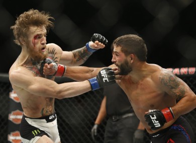 McGregor and Mendes during Saturday's interim title fight.