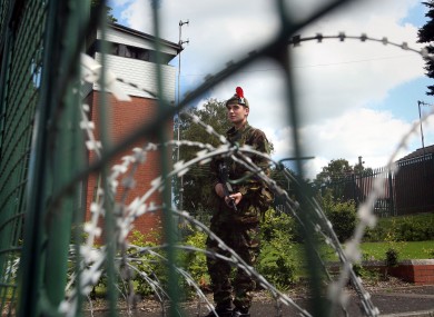 File pic: A British Army Soldier on patrol at Palace Barracks.