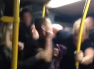 A fight on a Dublin Bus recorded on a phone.