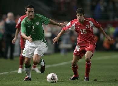 Ian Harte and Tranquillo Barnetta when the teams last met in 2005.