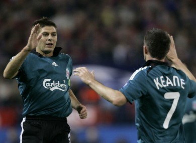 Steven Gerrard and Robbie Keane were team-mates briefly at Liverpool.
