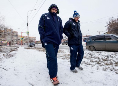 Connacht's George Naoupu and Rory Parata in Krasnoyarsk on Friday.