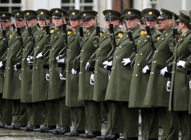 Irish soldiers at an event in Dublin Castle to mark the start of the state ceremonial programme to mark the 1916 centenary.
