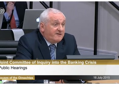 Former Taoiseach Bertie Ahern giving evidence to the banking inquiry.