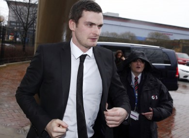 Footballer Adam Johnson arrives at Bradford Crown Court where he is accused of sexual activity with a child.