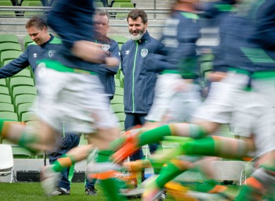 Assistant manager Roy Keane oversees training at Lansdowne Road.