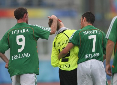 O'Hara and team mates during the Ireland / Iran match at the Beijing Paralympic Games 2008.
