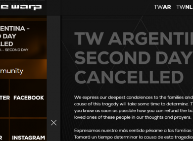 A statement on the website of the Time Warp festival