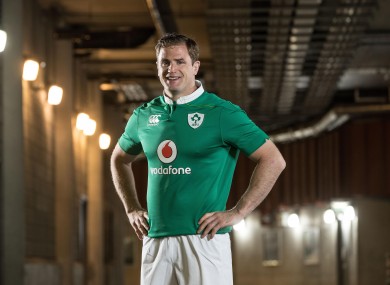 Jamie Heaslip in the depths of the Aviva Stadium yesterday.