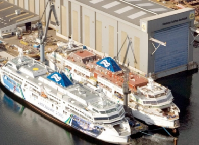 The dock in Flensburg where the ship will be built.