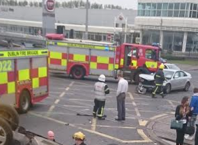 Scene of the crash on the Naas Road in Dublin this evening.