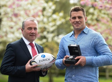 CJ Stander collecting his award.