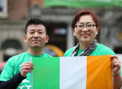 Supporters of the 'undocumented Irish' protesting during the St. Patrick's Day festival.