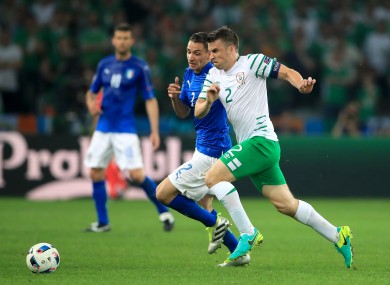 Coleman with Italy's Mattia De Sciglio.