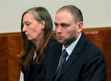 (FILE PHOTO) Stacey Castor, left, and her attorney Charles Keller listen in Syracuse, N.Y as she is sentenced in 2009.