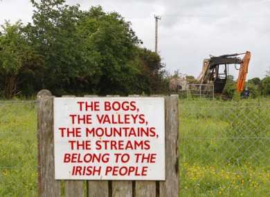 Sign erected by protesters at Clonmoylan Bog near Woodford, Co Galway.