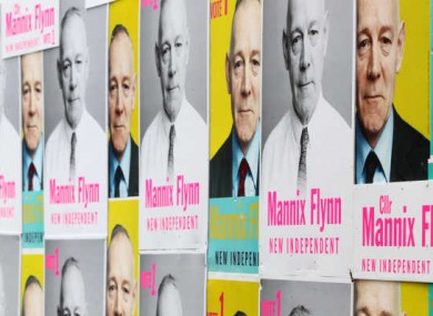 Election posters erected by Mannix Flynn, a Dublin city councillor since 2009.