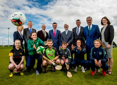 Paraic Duffy, John Treacy, Minister for Sport Patrick O'Donovan, Philip Browne and John Delaney at this morning's announcement.