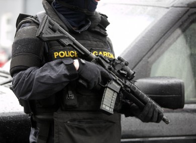 An armed Garda on the streets of Dublin in February of this year in the wake of the gangland killings of David Byrne and Eddie Hutch.