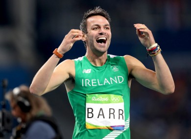 Ireland's Thomas Barr celebrates after coming first in his semi-final.