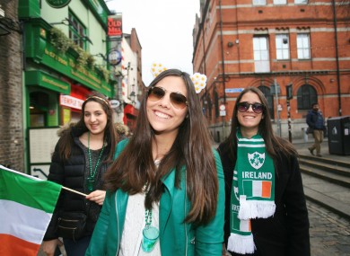 Tourists on St Patrick's Day.