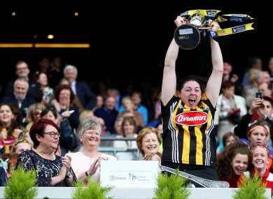 Glory days: Aine Fahey lifts the Jack McGrath Cup for Kilkenny.