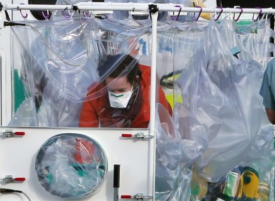 Pauline Cafferkey is transported to an RAF Hercules aircraft at Glasgow Airport before she is flown to London for treatment at the Royal Free Hospital in February.