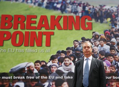 UKIP leader Nigel Farage before a Brexit poster featuring a queue of migrants last June. The poster's anti-immigrant tenor was criticised by other pro-Brexit politicians such as Boris Johnson.