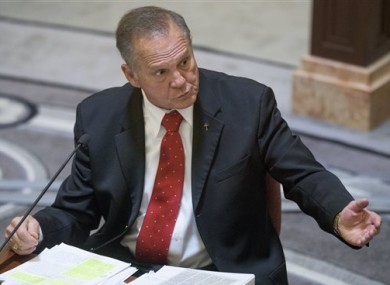Alabama Chief Justice Roy Moore testifies during his ethics trial before the Alabama Court of the Judiciary at the Alabama Judicial Building in Montgomery on Wednesaday
