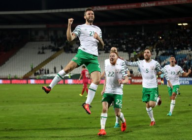 Murphy celebrates his late goal.