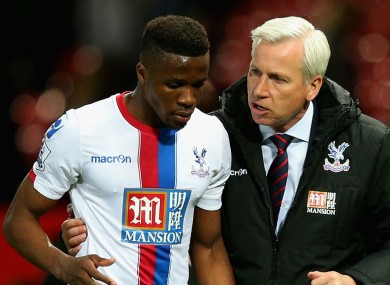 Crystal Palace forward Wilfried Zaha and boss Alan Pardew