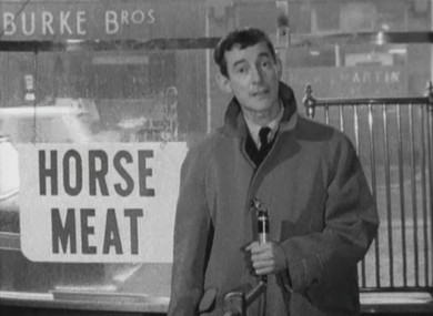 RTÉ reporter Cathal O’Shannon reporting on horse meat for sale in Phibsboro in 1966.