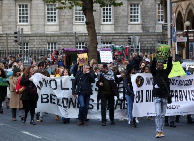 A rally in Dublin against the direct provision system for asylum seekers.