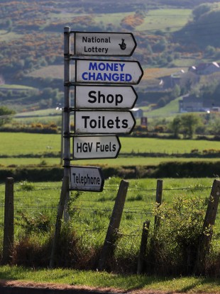 Signage at the border between Dundalk in the Republic of Ireland and Newry in Northern Ireland.