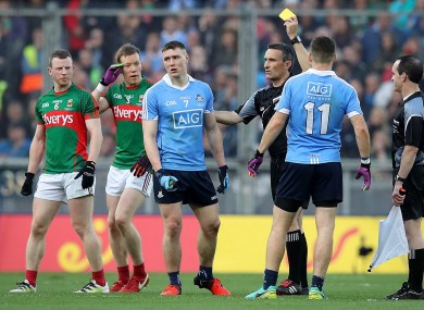 John Small was shown a yellow card in the All-Ireland final by Maurice Deegan.