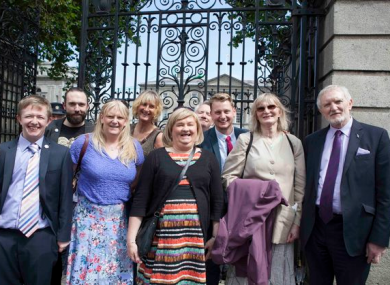 Members of Transgender Equality Network (TENI) celebrating the passage of the bill outside the Dáil on 15 July 2015.