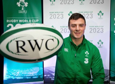 Robbie Henshaw pictured when Ireland formally announced their intention to bid for RWC 2023 two years ago.