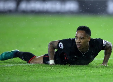 Liverpool's Nathaniel Clyne reacts to a missed shot.