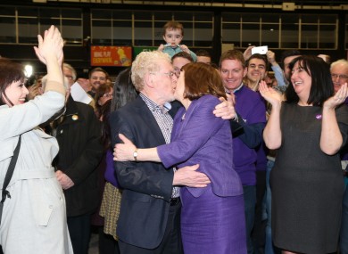 Roisin Shortall from the Social Democrats celebrates being re-elected with her husband Seamus.