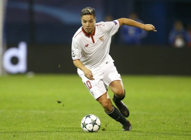 Samir Nasri controls the ball during the Champions League Group H soccer match between Dinamo Zagreb and Sevilla.
