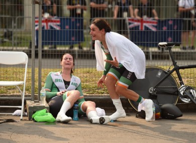 Eve McCrystal (left) and Katie-George Dunlevy (right) react to their success at the Paralympics.