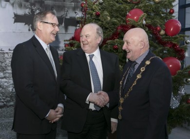 Michael Noonan with Con Murray, CEO of Limerick City and County Councils (left) and Mayor of Limerick Cllr Kieran O'Hanlon.