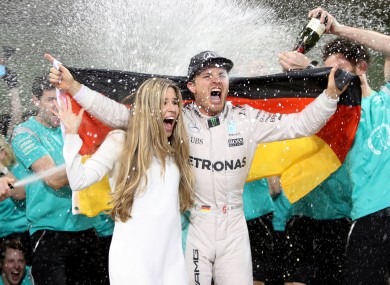 Nico Rosberg celebrates winning the F1 world championship in November.