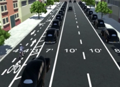 'Parking protected' cycle lanes.