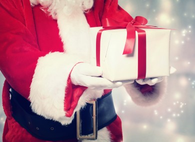 Santa with one of the presents he got round to wrapping.
