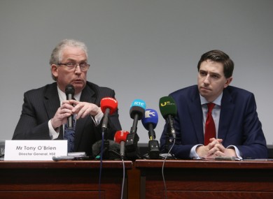 HSE Director General Tony O'Brien (L) with Minister for Health Simon Harris TD (R).