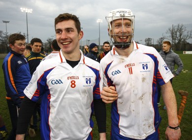 Clare's Colm Galvin and Limerick's Cian Lynch in action for victorious Mary Immaculate today.