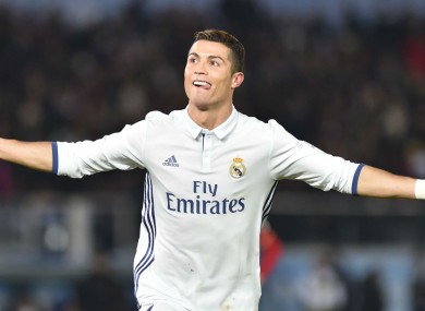 Real Madrid's Cristiano Ronaldo celebrates a goal against Kashima Antlers